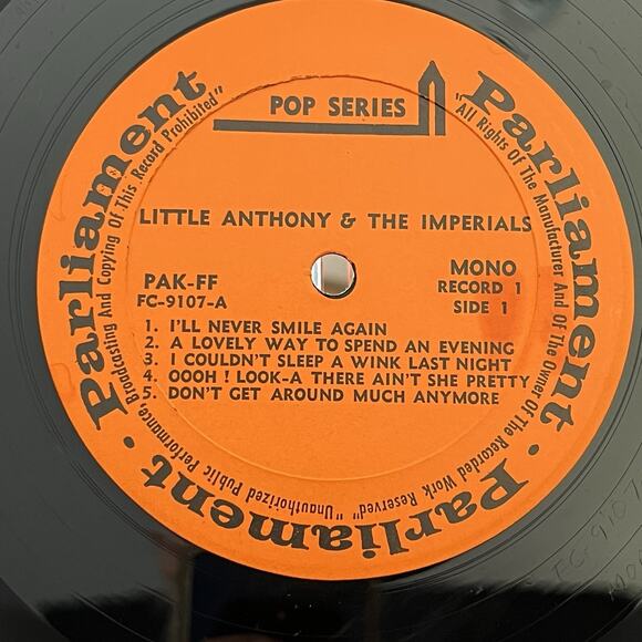 Little Anthony & The Imperials Self Titled Vinyl LP Parliament Pop Series FC9107 - Picture 2 of 7